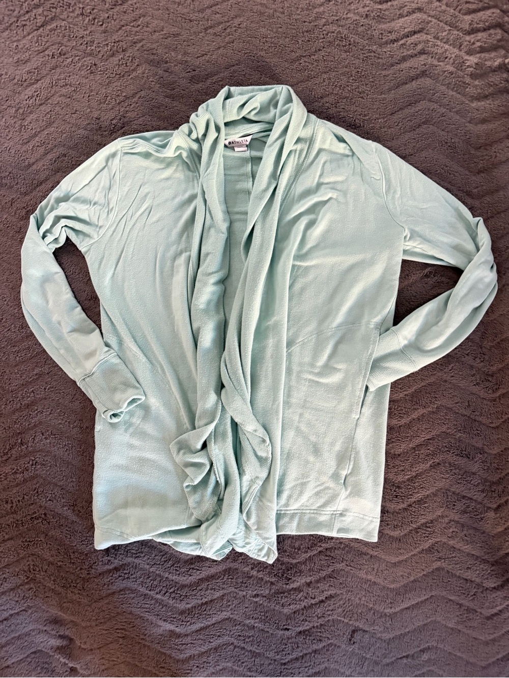 Athleta Mint Green Open-Front Draped Cardigan